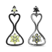Bids.com 6.93 Carat Genuine Peridot and Black Spinel .925 Sterling Silver Earrings Earrings White Smoke