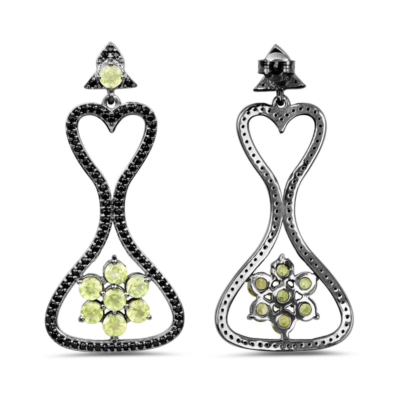 Bids.com 6.93 Carat Genuine Peridot and Black Spinel .925 Sterling Silver Earrings Earrings White Smoke
