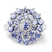 Bids.com 2.27 Carat Genuine Tanzanite .925 Sterling Silver Ring Rings White Smoke size 7.00,size 6.00,size 8.00