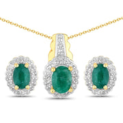 Bids.com 1.71 Carat Dyed Emerald and White Topaz .925 Sterling Silver Jewelry Set Jewelry Sets White Smoke One,size 18.00,size 20.00