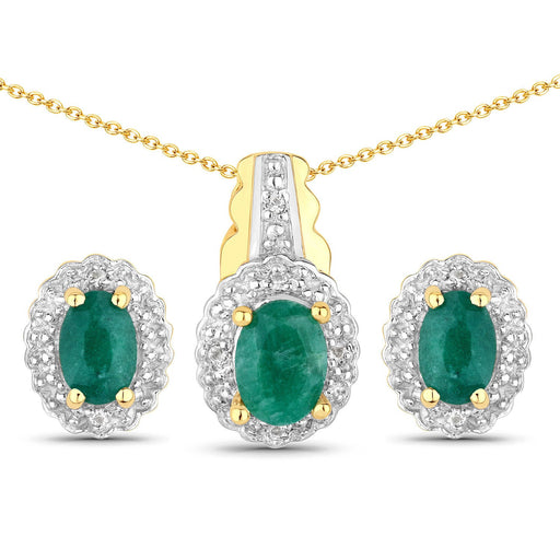 Bids.com 1.71 Carat Dyed Emerald and White Topaz .925 Sterling Silver Jewelry Set Jewelry Sets White Smoke One,size 18.00,size 20.00