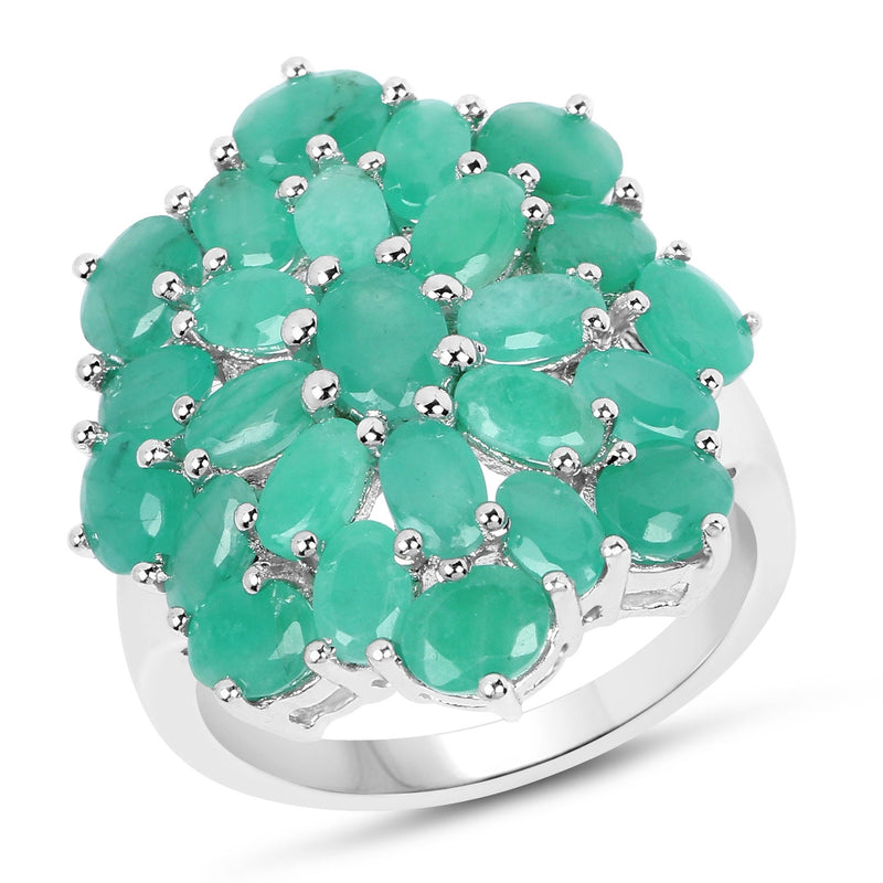 Bids.com 5.88 Carat Genuine Emerald .925 Sterling Silver Ring Rings White Smoke size 7.00,size 5.00,size 6.00,size 8.00,size 9.00,size 10.00,size 12.50