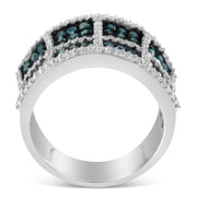 Bids.com 14K White Gold White and Treated Blue Diamond Cocktail Ring (1 1/2 Cttw, H-I Color, I1-I2 Clarity) - Size 6 Rings White Smoke 7 / White.Gold,6 / White.Gold