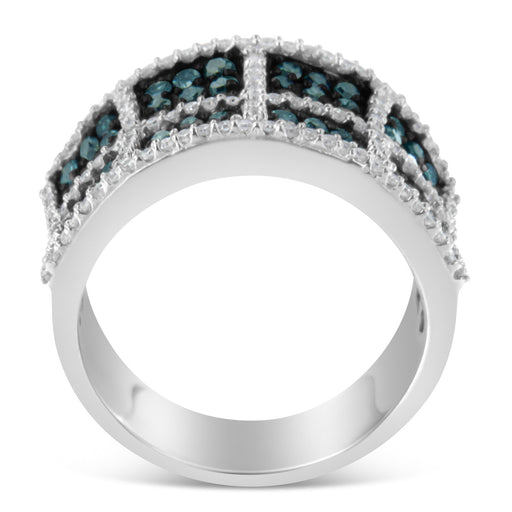 Bids.com 14K White Gold White and Treated Blue Diamond Cocktail Ring (1 1/2 Cttw, H-I Color, I1-I2 Clarity) - Size 6 Rings White Smoke 7 / White.Gold,6 / White.Gold