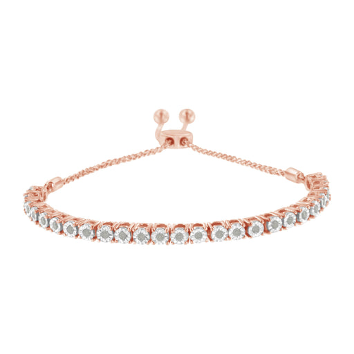 Bids.com 10K Yellow Gold over .925 Sterling Silver 1/4 Cttw Miracle-Set Diamond 4â€-10â€ Adjustable Bolo Tennis Bracelet (I-J Color, I3 Clarity) Bracelets White Smoke White.Sterling Silver / 7,Rose.Sterling Silver / 0.25,Yellow.Sterling Silver / 0.25