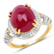 Bids.com 14K Yellow Gold Plated 4.46 Carat Genuine Glass Filled Ruby .925 Sterling Silver Ring Rings White Smoke size 6.00,size 8.00,size 7.00,size 9.00,size 5.00