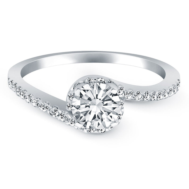 Bids.com 14k White Gold Bypass Swirl Diamond Halo Engagement Ring Rings White Smoke 4 / White Gold,4.5 / White Gold,5 / White Gold,5.5 / White Gold,6 / White Gold,6.5 / White Gold,7 / White Gold,7.5 / White Gold,8 / White Gold,8.5 / White Gold,9 / White Gold