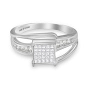 Bids.com 10K White Gold 1/3 Cttw Invisible Set Princess-cut Diamond Cluster Bypass Ring (H-I Color, SI1-SI2 Clarity) - Ring Size 7 Rings White Smoke 9 / White.Gold,8 / White.Gold,7 / White.Gold