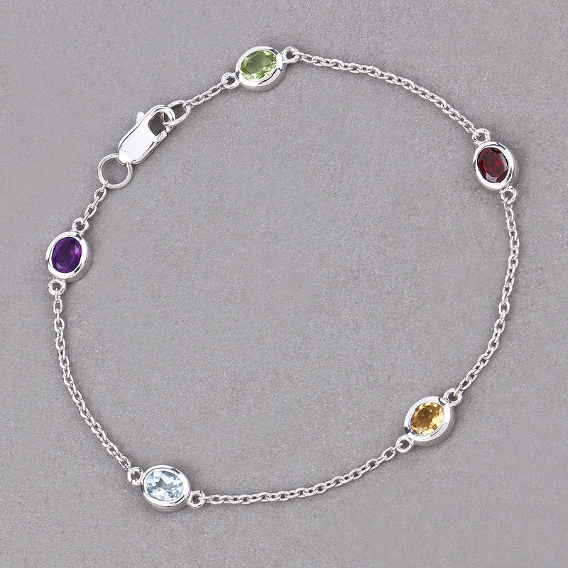 Bids.com 1.83 Carat Genuine Multi Stones .925 Sterling Silver Bracelet Bracelets Dark Gray size 8.00