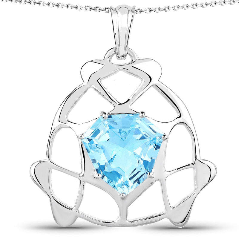 Bids.com 11.50 Carat Genuine Swiss Blue Topaz .925 Sterling Silver Pendant Pendants White Smoke