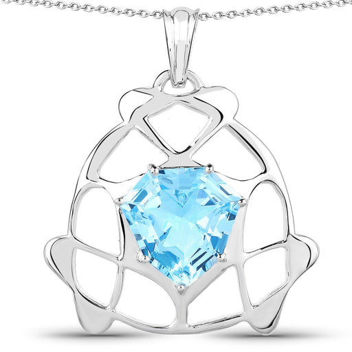 Bids.com 11.50 Carat Genuine Swiss Blue Topaz .925 Sterling Silver Pendant Pendants White Smoke