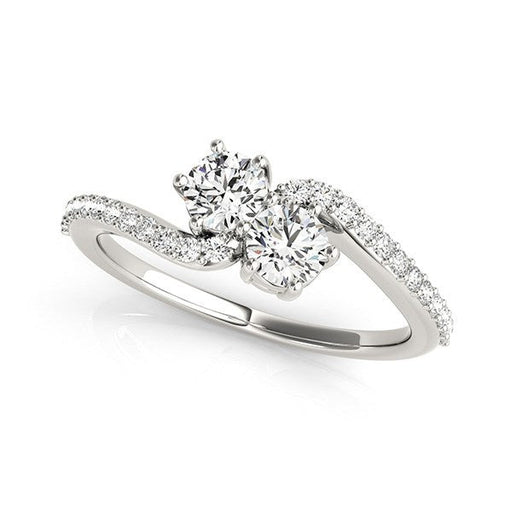 Bids.com Curved Band Two Stone Diamond Ring in 14k White Gold (3/4 cttw) Rings White Smoke 3 / White Gold,3.5 / White Gold,4 / White Gold,4.5 / White Gold,5 / White Gold,5.5 / White Gold,6 / White Gold,6.5 / White Gold,7 / White Gold,7.5 / White Gold,8 / White Gold,8.5 / White Gold,9 / White Gold,One / White Gold