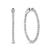 Bids.com 14K White Gold 1 1/2 Cttw Lab Grown Diamond Inside Out Hoop Earrings (G-H Color, VS2-SI1 Clarity) Earrings White Smoke White.Gold / 1.5