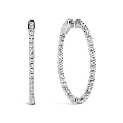 Bids.com 14K White Gold 1 1/2 Cttw Lab Grown Diamond Inside Out Hoop Earrings (G-H Color, VS2-SI1 Clarity) Earrings White Smoke White.Gold / 1.5