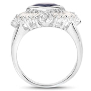Bids.com 3.06 Carat Glass Filled Sapphire and White Topaz .925 Sterling Silver Ring Rings White Smoke size 6.00,size 8.00,size 5.00,size 7.00,size 9.00
