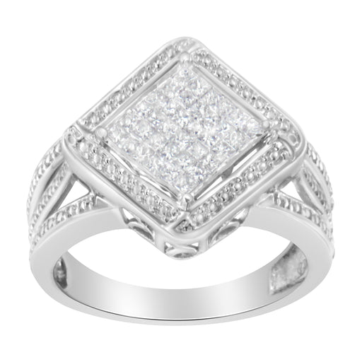 Bids.com .925 Sterling Silver 2/5 Cttw Princess Cut Diamond Square On Point Cluster Composite Cocktail Ring (H-I Color, SI1-SI2 Clarity) - Size 6 Rings White Smoke 8 / White.Sterling Silver,7.5 / White.Sterling Silver,6 / White.Sterling Silver,7.25 / White.Sterling Silver,7 / White.Sterling Silver,6.5 / White.Sterling Silver