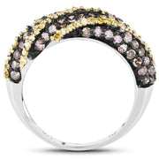 Bids.com 1.25 Carat Genuine Champagne Diamond and Yellow Diamond .925 Sterling Silver Ring Rings White Smoke size 6.00,size 7.00,size 8.00,size 9.00