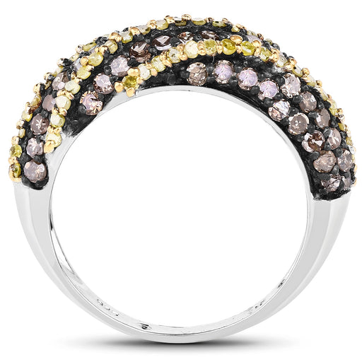 Bids.com 1.25 Carat Genuine Champagne Diamond and Yellow Diamond .925 Sterling Silver Ring Rings White Smoke size 6.00,size 7.00,size 8.00,size 9.00