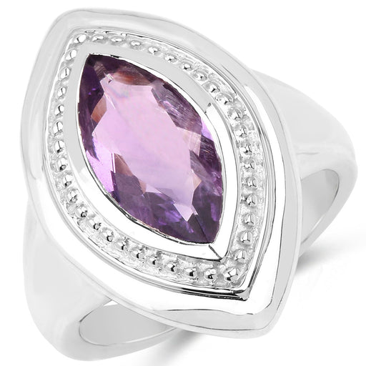 Bids.com 2.00 Carat Genuine Amethyst .925 Sterling Silver Ring Rings White Smoke size 6.00,size 7.00,size 8.00,size 9.00,size 5.00
