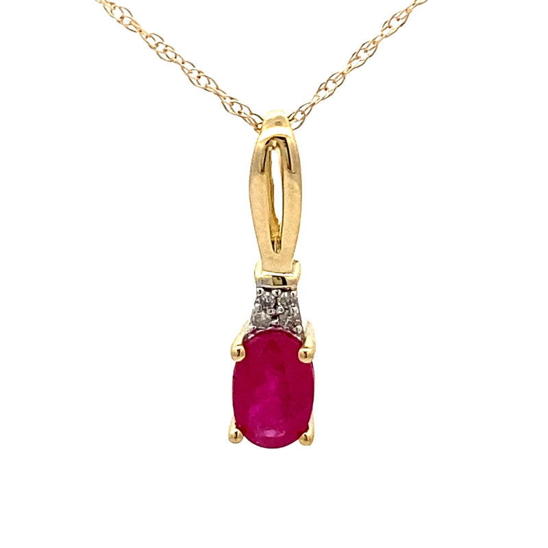 Bids.com .02ct Ruby Diamond Fashion Pendants 10KT Yellow Gold Pendants White Smoke 18