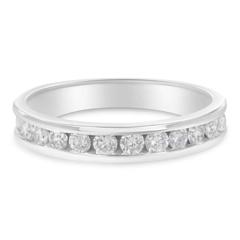 Bids.com IGI Certified 1/2 Cttw Round Brilliant Cut Diamond 18K White Gold Channel Set Eternity Style Wedding Band Ring (H-I Color, I1-I2 Clarity) - Size 7 Rings White Smoke 7 / White.Gold,9 / White.Gold,8.5 / White.Gold,8 / White.Gold,7.5 / White.Gold,6.5 / White.Gold,6 / White.Gold,5.5 / White.Gold,5 / White.Gold