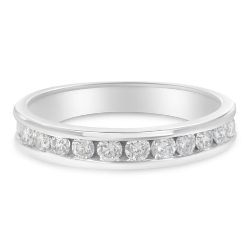 Bids.com IGI Certified 1/2 Cttw Round Brilliant Cut Diamond 18K White Gold Channel Set Eternity Style Wedding Band Ring (H-I Color, I1-I2 Clarity) - Size 7 Rings White Smoke 7 / White.Gold,9 / White.Gold,8.5 / White.Gold,8 / White.Gold,7.5 / White.Gold,6.5 / White.Gold,6 / White.Gold,5.5 / White.Gold,5 / White.Gold