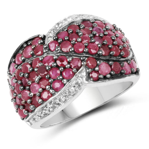Bids.com 3.06 Carat Genuine Ruby & White Topaz .925 Sterling Silver Ring Rings White Smoke size 7.00,size 6.00,size 8.00,size 9.00,size 5.00,size 10.00