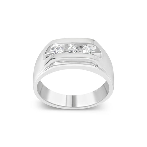 Bids.com Men's .925 Sterling Silver 1/3 Cttw Diamond Channel Set 3 Stone Ring Band (I-J Color, I3 Clarity) - Ring Size 10 Rings White Smoke 10 / White.Sterling Silver,9 / White.Sterling Silver,11 / White.Sterling Silver,12 / White.Sterling Silver