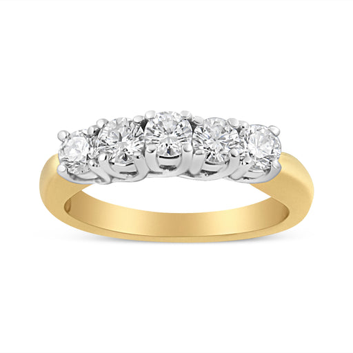 Bids.com 18K Yellow Gold 1.0 Cttw 4 Prong Set Round Cut Diamond Step up 5 Stone Ring Band (F-G Color, SI1-SI2 Clarity) - Size 6 Rings White Smoke 8.5 / Yellow.Gold,8 / Yellow.Gold,7 / Yellow.Gold,6 / Yellow.Gold