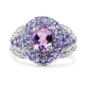 Bids.com 2.88 Carat Genuine Amethyst, Tanzanite & White Topaz .925 Sterling Silver Ring Rings White Smoke size 6.00,size 7.00,size 8.00,size 9.00