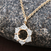 Bids.com 0.14 Carat Genuine White Diamond 14K Yellow Gold Semi Mount Pendant - holds 8.00mm Round Gemstone Pendants Dim Gray