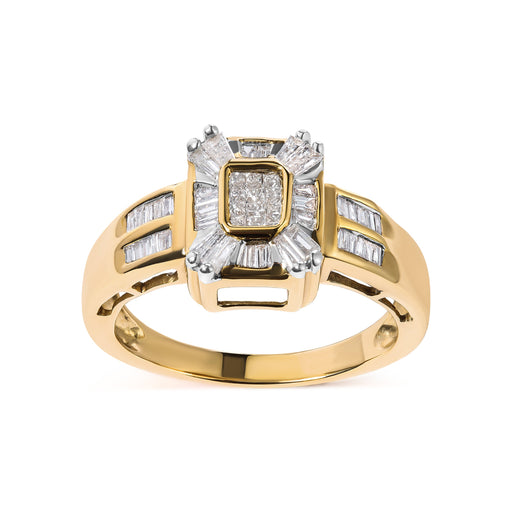 Bids.com 10K Yellow Gold 1/2 Cttw Diamond Composite and Halo Ring (H-I Color, SI1-SI2 Clarity) - Ring Size 7 Rings White Smoke 7 / Yellow.Gold