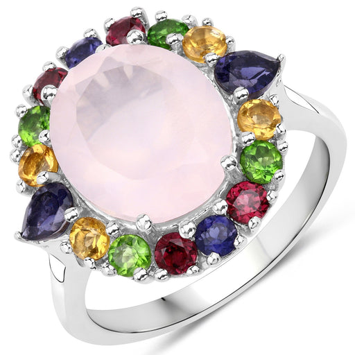Bids.com 5.52 Carat Genuine Multi Stones .925 Sterling Silver Ring Rings White Smoke size 6.00,size 7.00,size 8.00,size 9.00