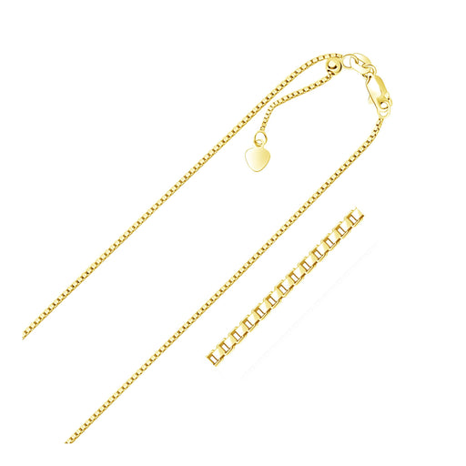 Bids.com 14k Yellow Gold Adjustable Box Chain (1.10 mm) Necklaces White Smoke 22 / Yellow Gold
