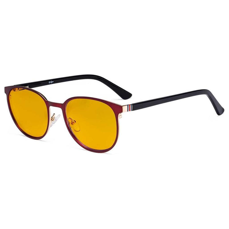 eyekeeper.com Oval Metal Blue Light Blocking Eyeglasses LX19004-BB90 Eyeglasses Goldenrod Red / without magnification