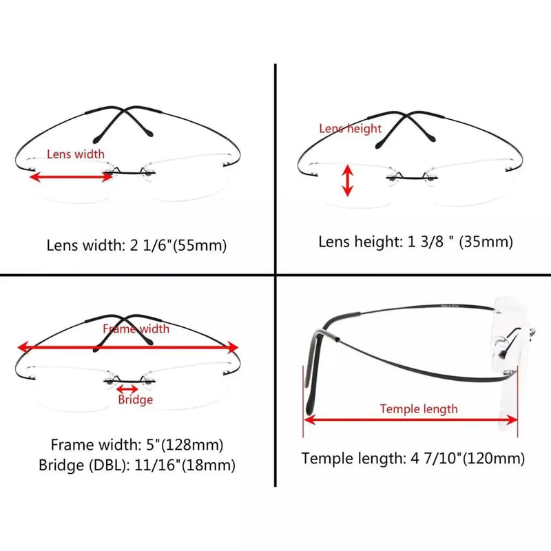 eyekeeper.com Rimless Reading Glasses Rectangle Readers R1509 Eyeglasses White Smoke Black / without magnification,Black / +0.50,Black / +0.75,Black / +1.00,Black / +1.25,Black / +1.50,Black / +1.75,Black / +2.00,Black / +2.25,Black / +2.50,Black / +2.75,Black / +3.00,Grey lens / without magnification,Grey lens / +0.50,Grey lens / +0.75,G
