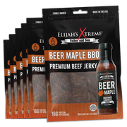 Elijah's Xtreme Beer Maple BBQ Beef Jerky - 6 bags (1lb) Beef Jerky Black