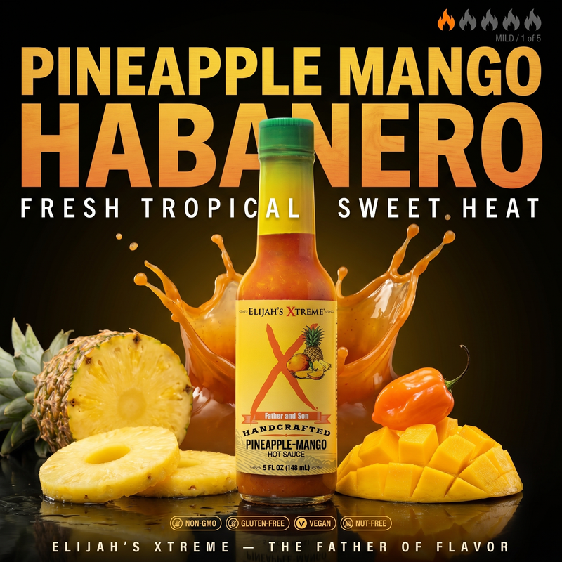 Elijah's Xtreme Pineapple-Mango Habanero Hot Sauce Hot Sauce Black