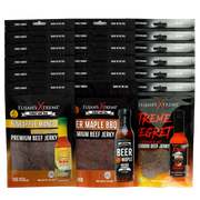 Elijah's Xtreme Elijah’s Xtreme Beef Jerky Bulk Trio - 6 bags of Each Flavor, 18 bags total (3lbs) Beef Jerky Black