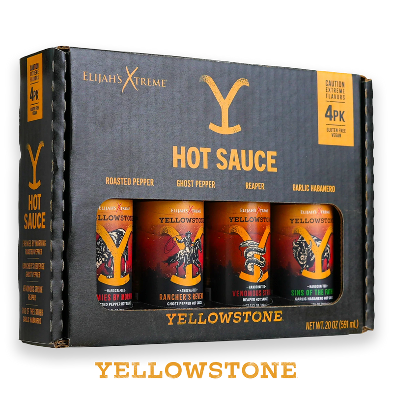 Elijah's Xtreme Yellowstone Hot Sauce Variety Pack 4 Bottles Hot Sauce Black Yellowstone 4 Pack