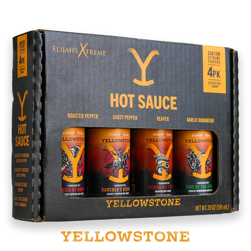 Elijah's Xtreme Yellowstone Hot Sauce Variety Pack 4 Bottles Hot Sauce Black Yellowstone 4 Pack