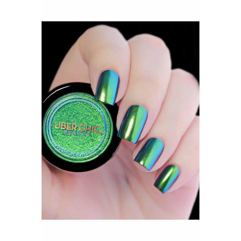 UberChic Beauty Chameleon Nail Powder: Emerald Isle Powder Gray