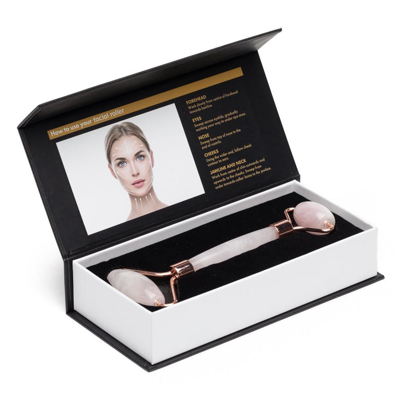 EpiLynx Rose Quartz Facial Roller – Dual-Ended Beauty Tool for Calming, Cooling & Skin Radiance Black