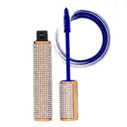 EpiLynx Mega Volume Vegan Mascara Black and Blue – Smudge-Proof with Handmade Diamond Case White Smoke Blue,Black