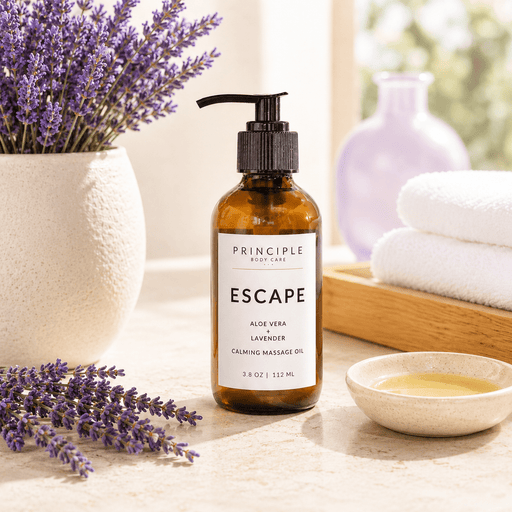 P R I N C I P L E Escape Calming Massage Oil Body Antique White
