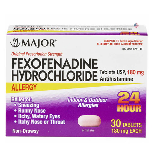 Major Fexofenadine HCl 180 mg Tablets (30 Count) Medicine & Drugs Lavender