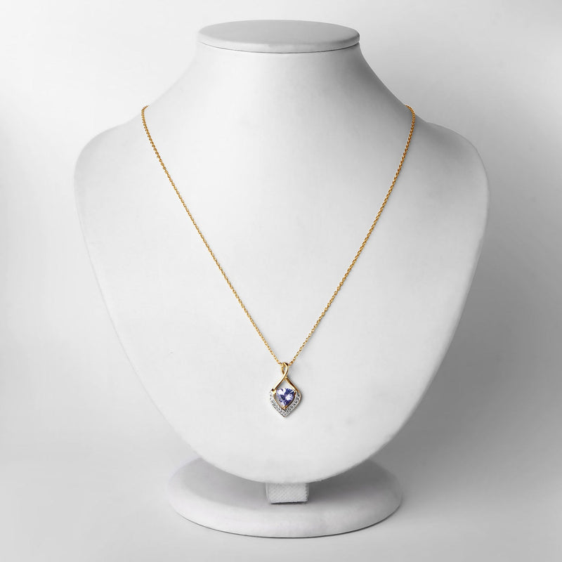 Bids.com 0.96 Carat Genuine Tanzanite and White Topaz .925 Sterling Silver Pendant Pendants Lavender