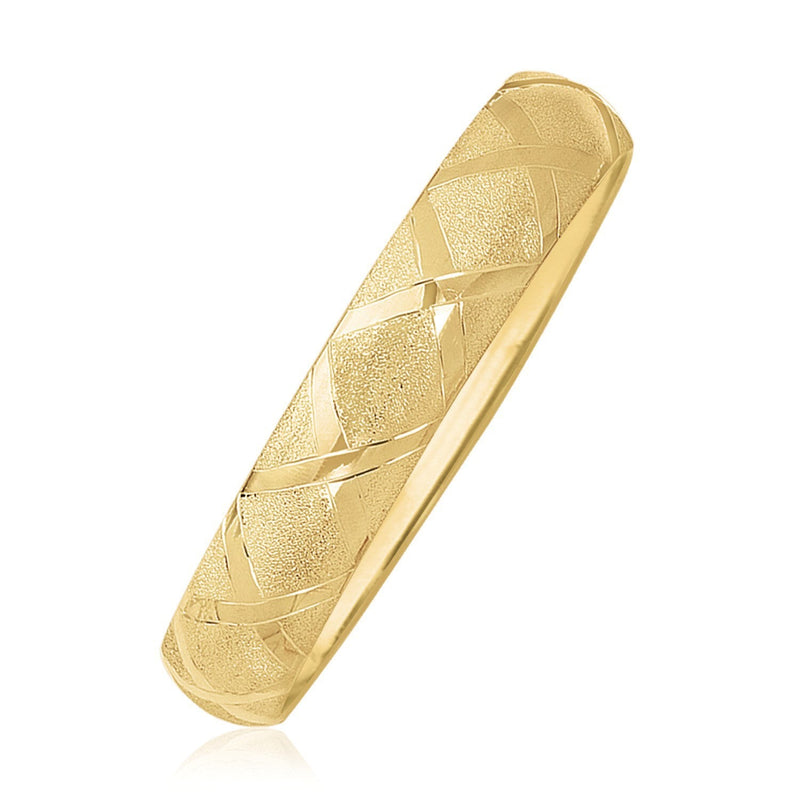 Bids.com 10k Yellow Gold Dual-Textured Diamond Pattern Bangle Bracelets White Smoke 7 / Yellow Gold,8 / Yellow Gold
