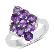 Bids.com 2.16 Carat Genuine Amethyst .925 Sterling Silver Ring Rings White Smoke size 6.00,size 8.00,size 7.00,size 5.00,size 9.00
