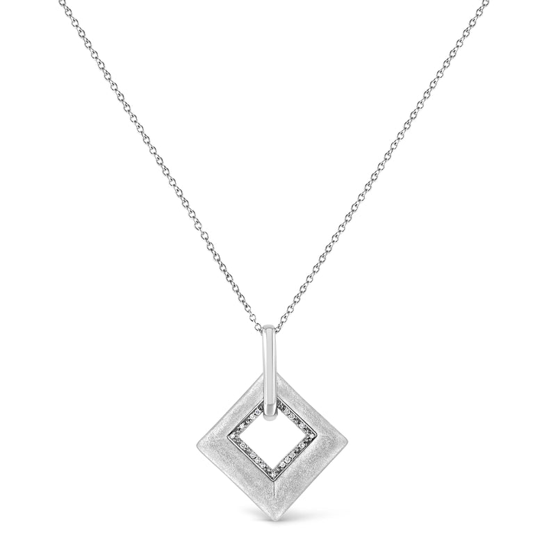 Bids.com .925 Sterling Silver Pave-Set Diamond Accent Kite Shape 18" Pendant Necklace (I-J Color, I1-I2 Clarity) Necklaces White Smoke White.Sterling Silver / 18